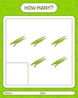 How many counting game with green bean. worksheet for preschool kids, kids activity sheet, printable worksheet vector