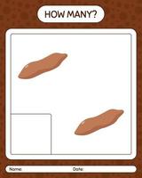 How many counting game with sweet potato. worksheet for preschool kids, kids activity sheet, printable worksheet vector