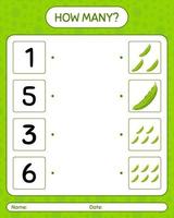 How many counting game with bitter melon. worksheet for preschool kids, kids activity sheet, printable worksheet vector