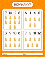 How many counting game with squash. worksheet for preschool kids, kids activity sheet, printable worksheet vector