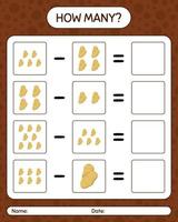 How many counting game with potato. worksheet for preschool kids, kids activity sheet, printable worksheet vector