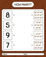 How many counting game with sweet potato. worksheet for preschool kids, kids activity sheet, printable worksheet vector