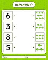 How many counting game with spinach. worksheet for preschool kids, kids activity sheet, printable worksheet vector