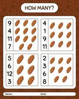 How many counting game with taro root. worksheet for preschool kids, kids activity sheet, printable worksheet vector