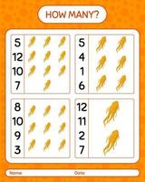 How many counting game with ginseng. worksheet for preschool kids, kids activity sheet, printable worksheet vector