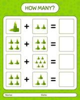 How many counting game with bamboo shoot. worksheet for preschool kids, kids activity sheet, printable worksheet vector