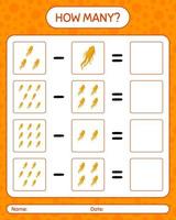 How many counting game with ginseng. worksheet for preschool kids, kids activity sheet, printable worksheet vector