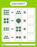 How many counting game with acorn squash. worksheet for preschool kids, kids activity sheet, printable worksheet vector