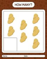 How many counting game with potato. worksheet for preschool kids, kids activity sheet, printable worksheet vector