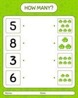 How many counting game with cabbage. worksheet for preschool kids, kids activity sheet, printable worksheet vector