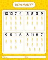 How many counting game with witloof. worksheet for preschool kids, kids activity sheet, printable worksheet vector