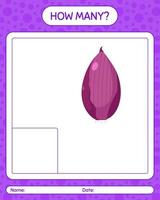 How many counting game with shallots. worksheet for preschool kids, kids activity sheet, printable worksheet vector
