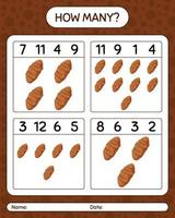 How many counting game with taro root. worksheet for preschool kids, kids activity sheet, printable worksheet vector