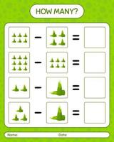 How many counting game with bamboo shoot. worksheet for preschool kids, kids activity sheet, printable worksheet vector