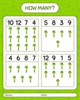 How many counting game with celery. worksheet for preschool kids, kids activity sheet, printable worksheet vector