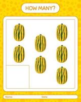 How many counting game with delicata squash. worksheet for preschool kids, kids activity sheet, printable worksheet vector