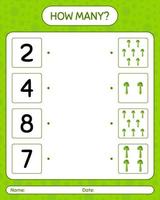 How many counting game with celery. worksheet for preschool kids, kids activity sheet, printable worksheet