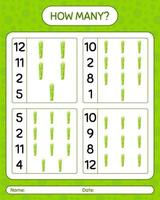 How many counting game with asparagus. worksheet for preschool kids, kids activity sheet, printable worksheet vector