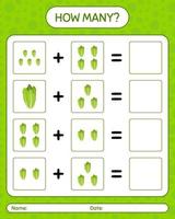 How many counting game with lettuce. worksheet for preschool kids, kids activity sheet, printable worksheet vector