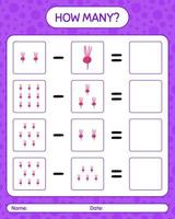 How many counting game with turnip. worksheet for preschool kids, kids activity sheet, printable worksheet vector
