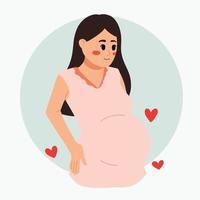 una mujer embarazada feliz con ilustración de panza de bebé vector