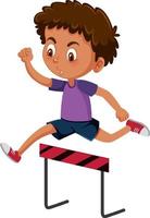 A boy jumping crossing in cartoon style vector