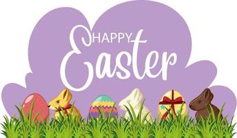Happy Easter design with chocolate bunnies vector