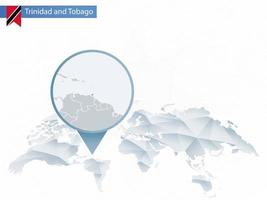 Abstract rounded World Map with pinned detailed Trinidad and Tobago map. vector