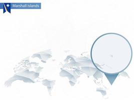 Abstract rounded World Map with pinned detailed Marshall Islands map. vector