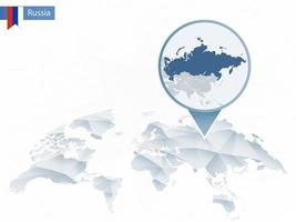 Abstract rounded World Map with pinned detailed Russia map. vector