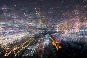Abstract long exposure, experimental surreal photo, city and vehicle lights at night photo