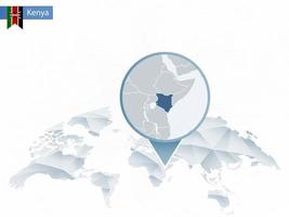 Abstract rounded World Map with pinned detailed Kenya map. vector