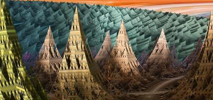 diseño fractal generado por ordenador abstracto. 3d extraterrestres ilustración de un hermoso mandelbrot matemático infinito conjunto fractal múltiple torre alta