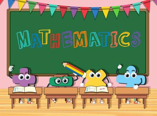 Mathematics on chalkboard banner