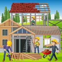 Building construction site background vector