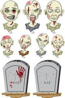 Set of halloween zombie objects vector