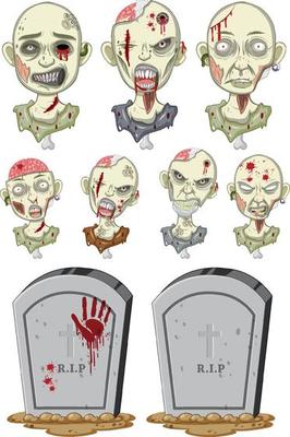 Set of halloween zombie objects