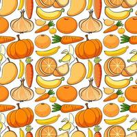 Seamless background design with fruits and vegetables vector