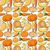 Seamless background design with fruits and vegetables vector