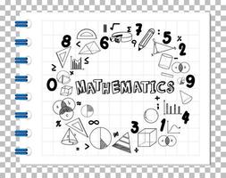 Doodle fórmula matemática con fuente matemática en la página del cuaderno vector