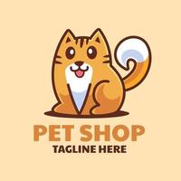 Cute Sitting Cat Cartoon Logo Design vector