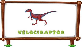 Frame template with dinosaurs and text velociraptor design inside vector