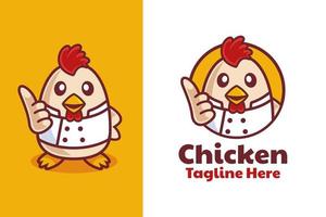 diseño de logotipo de dibujos animados de chef de pollo vector