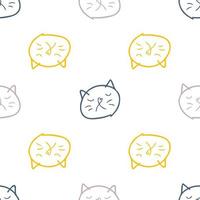 Doodle seamless pattern with colorful cats faces. vector