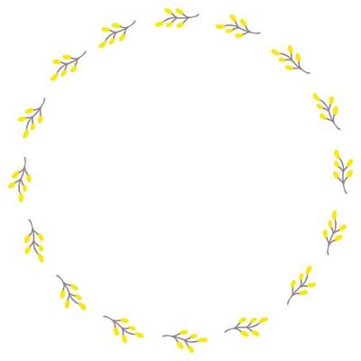 Simple willow branches wreath isolated on white background.