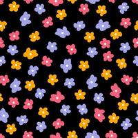 Hand drawn summer seamless pattern with simple flowers. vector