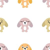 Hand drawn Easter bunnies seamless pattern in delicate pastel colors. vector