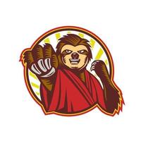 sloth karate punch view vector