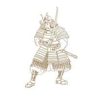 dibujo de guerrero samurái bushi vector