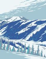 Taos Ski Valley visto desde Wheeler Peak en el condado de Taos, Nuevo México, WPA Poster Art vector